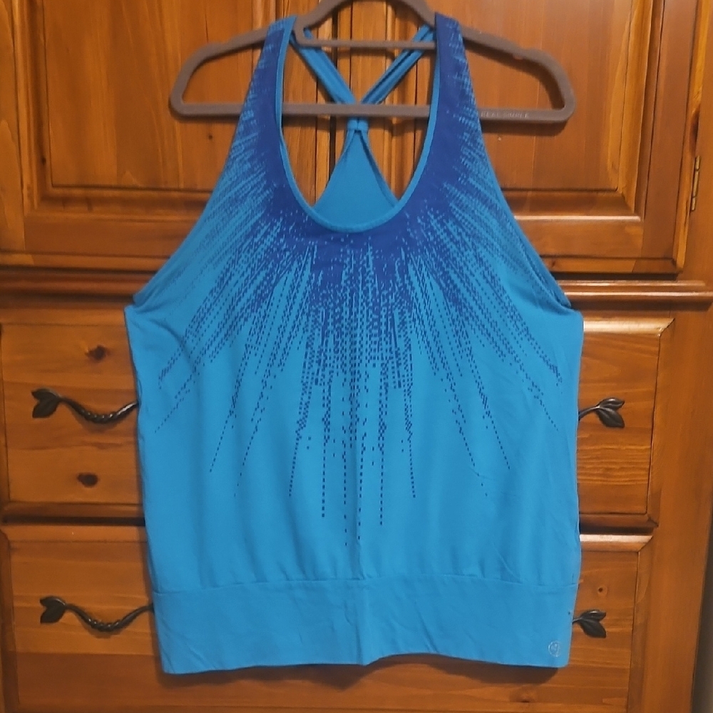 Zumba Fitness Blue Halter Embellished Tank Top